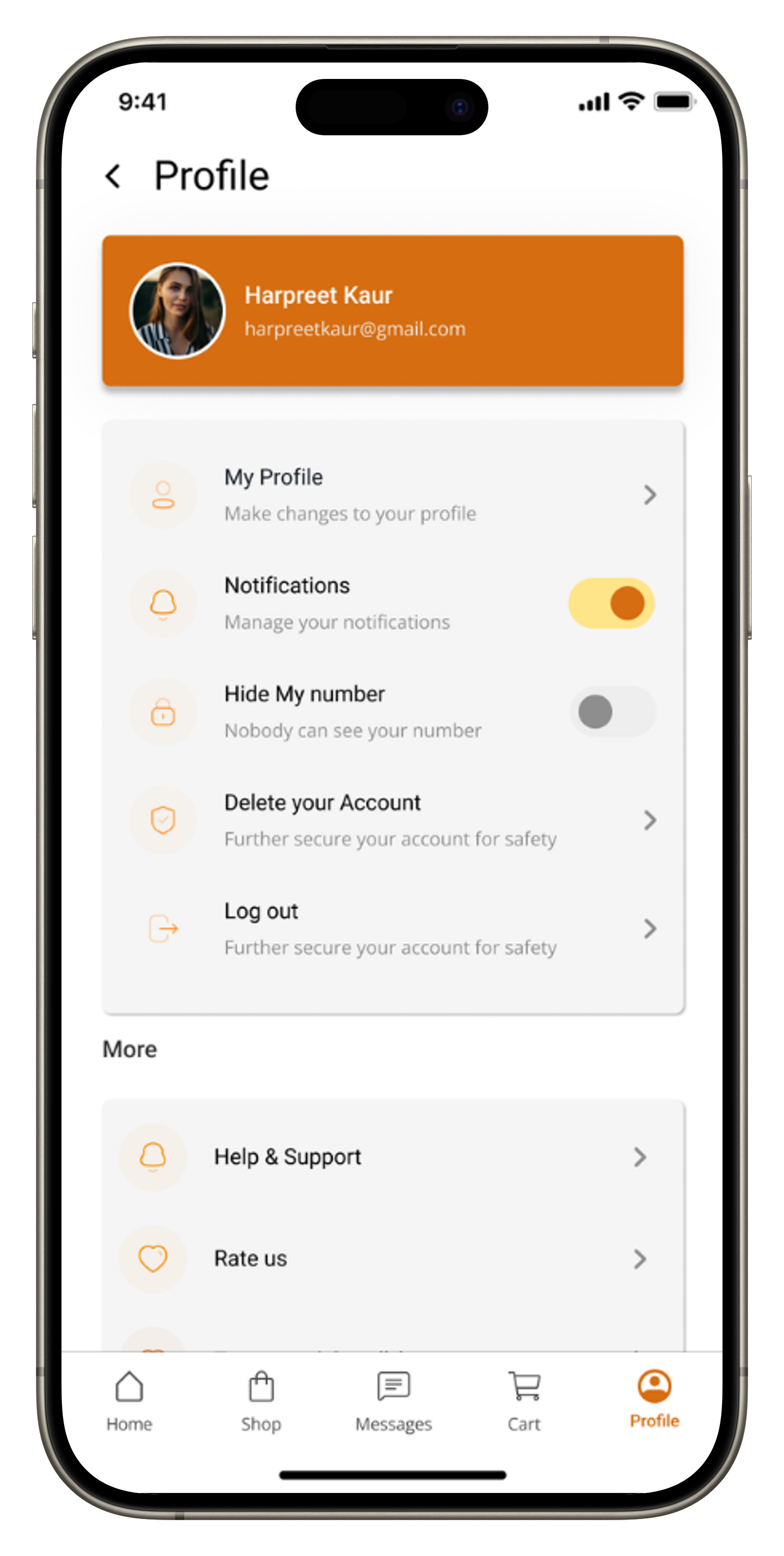 user profile mockup iphone view