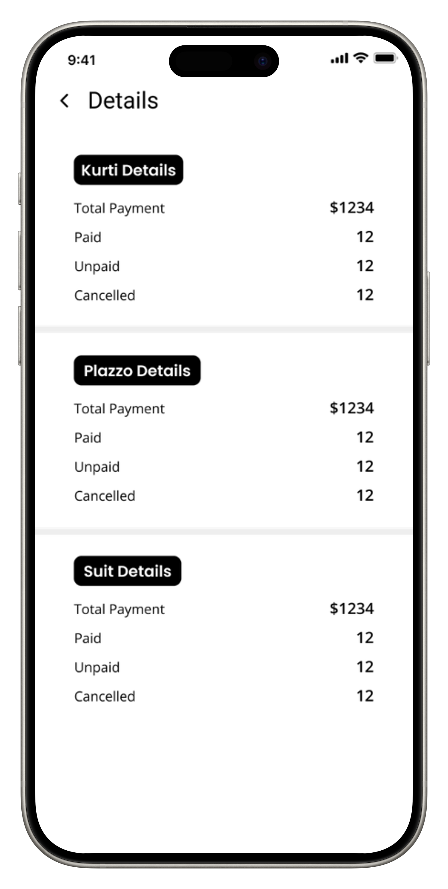 join as a tailor payment history mockup