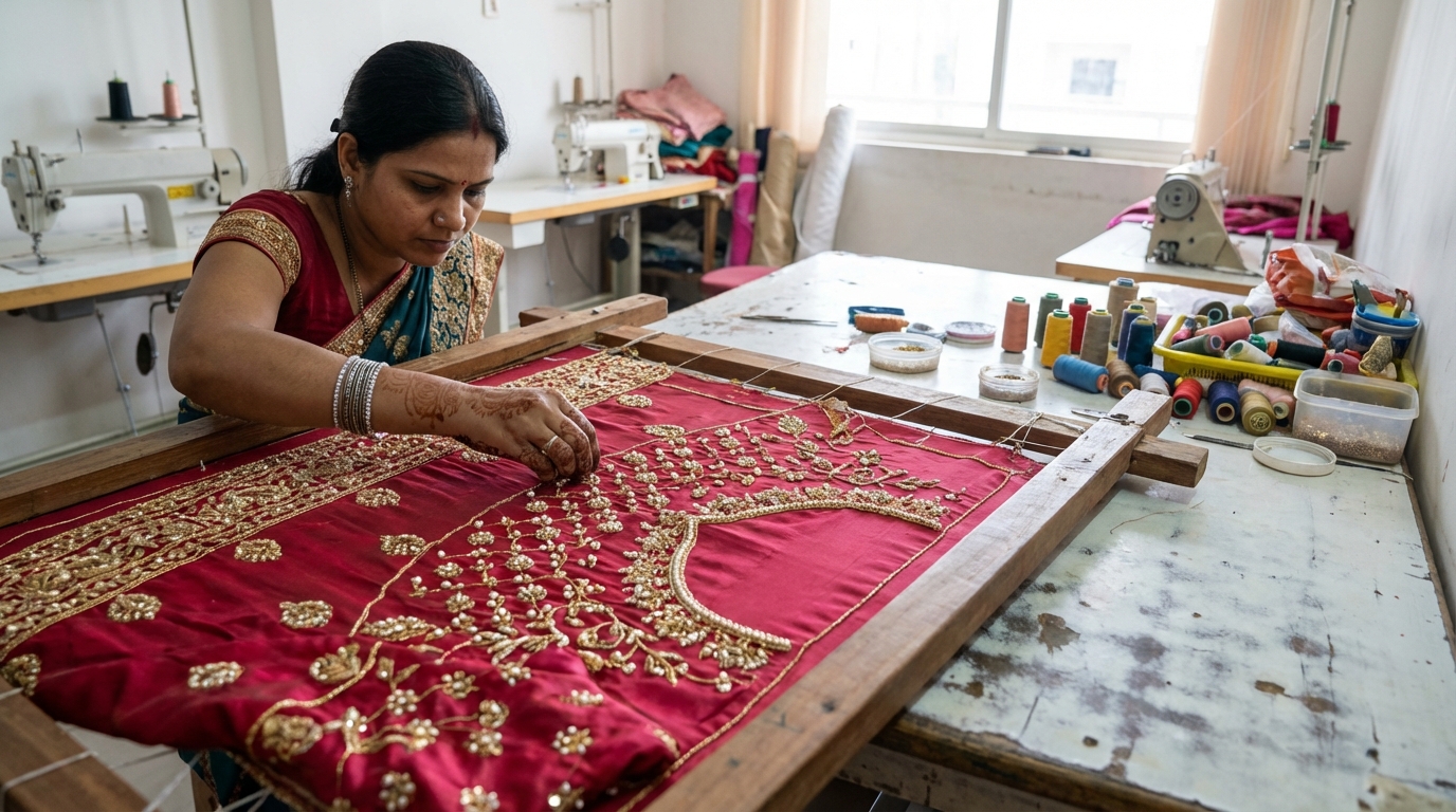 bridal lehenga stitching cost embroidery maggam work