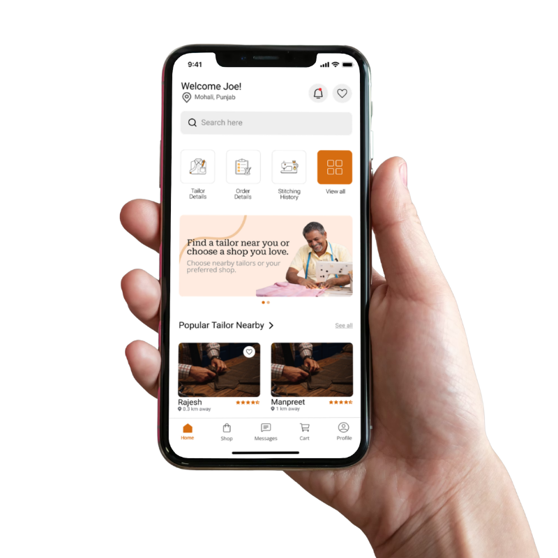 find a tailor homepage mockup