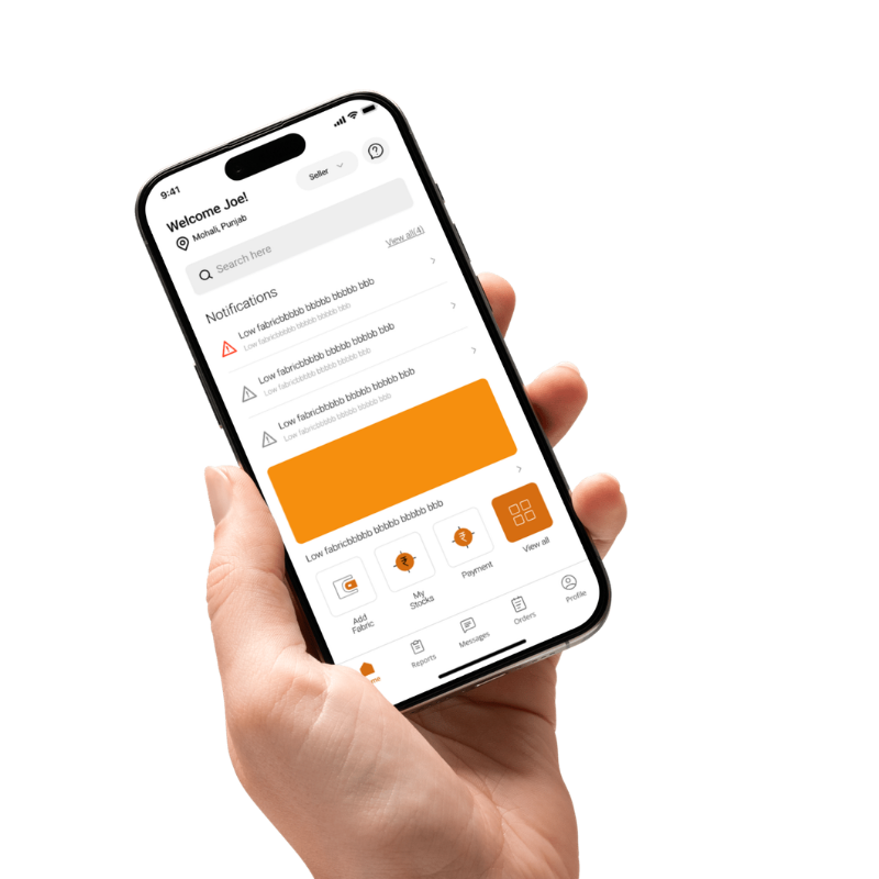 vendor homepage mockup mobile in hand checking as vendor
