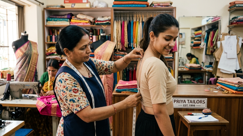  Ladies tailor near me taking accurate blouse measurements for perfect fit
