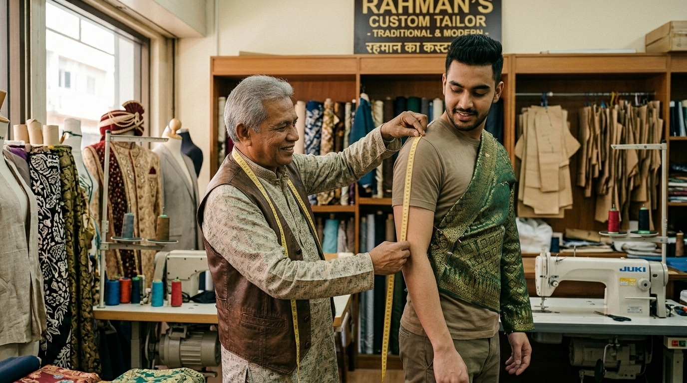 designer boutique vs local tailor outfit display