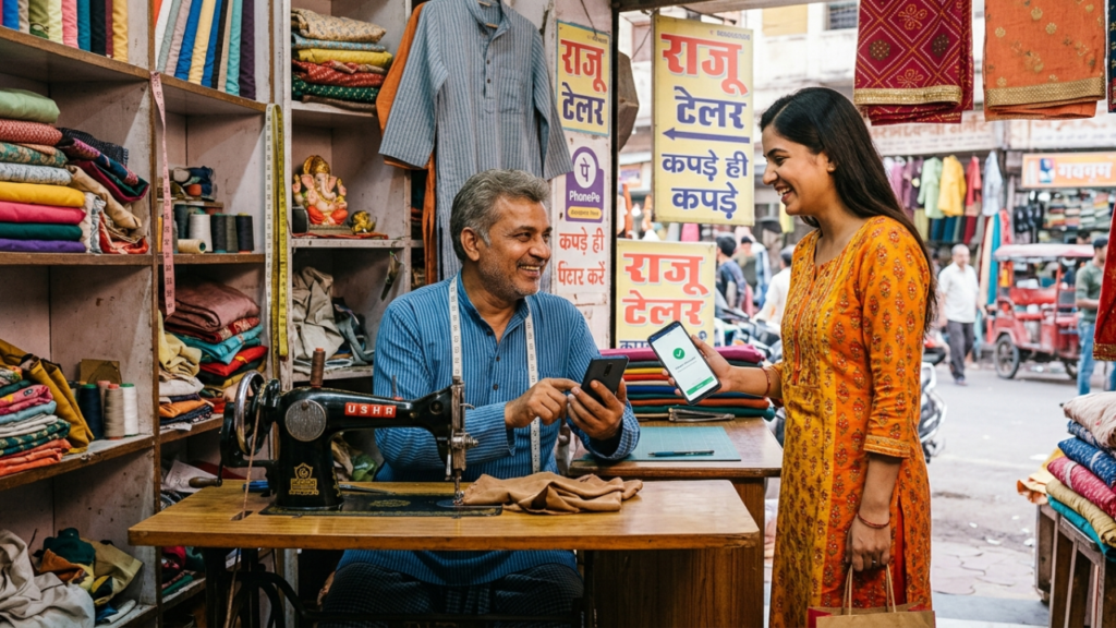 digital payments for small business India using tailor payment app
