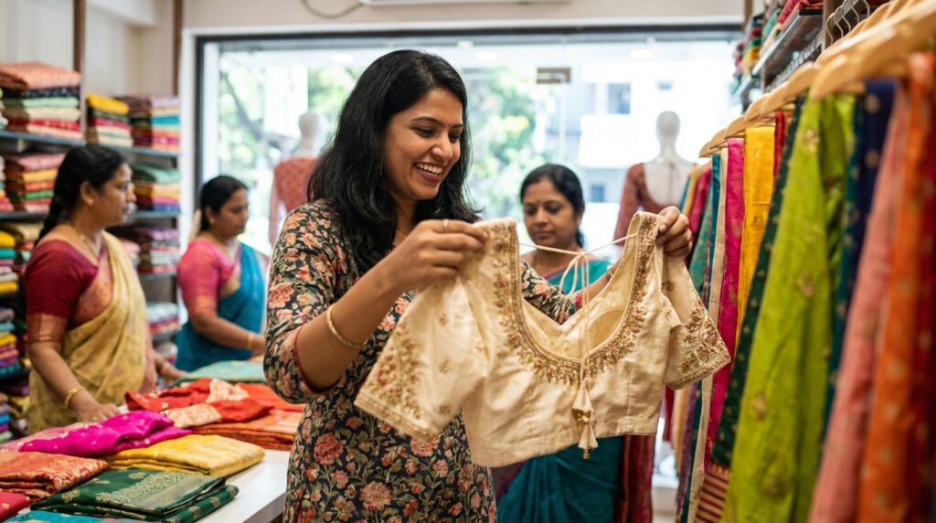 blouse tailoring Bangalore finished blouse inspection India