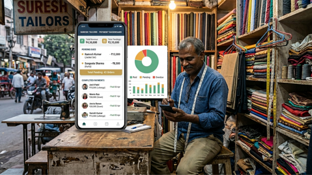 payment tracking app dashboard in tailor accounting app system