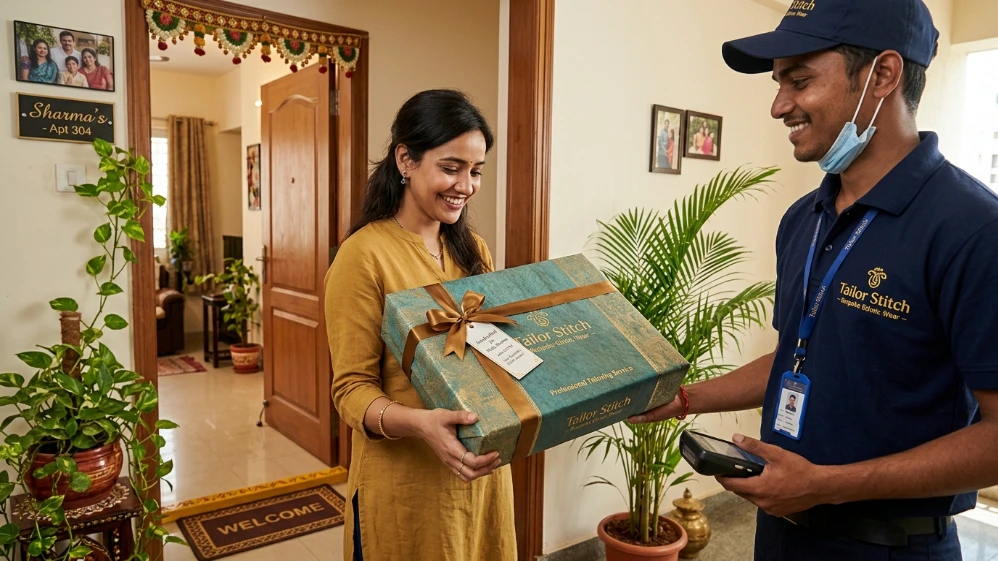 Darzi 5 Online tailoring service delivering custom stitched outfit